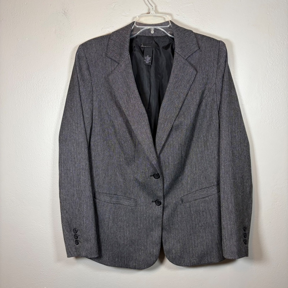Lane Bryant Womens Grey Herringbone Blazer Jacket 14 Two Button lined Office